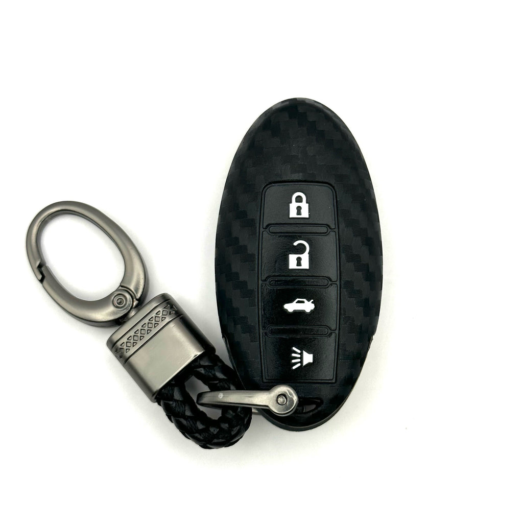 Nissan/Infinity Silicone Smart Key Fob Cover with key chain 4 button - Black