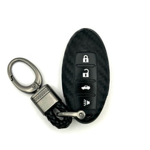 Cargar imagen en el visor de la galería, Nissan/Infinity Silicone Smart Key Fob Cover with key chain 4 button - Black