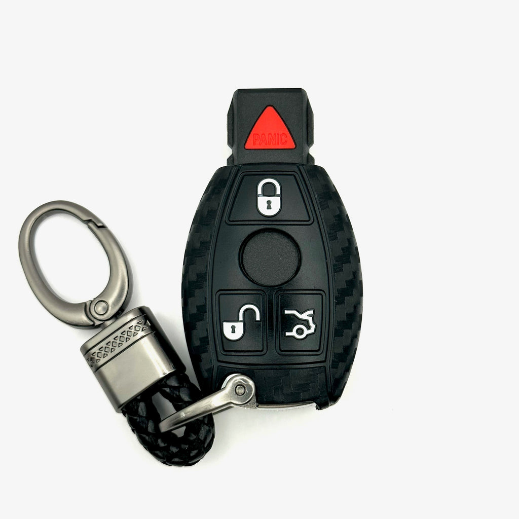 Mercedes Silicone Smart Key Fob Cover with key chain 4 button - Black