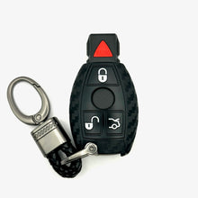 Cargar imagen en el visor de la galería, Mercedes Silicone Smart Key Fob Cover with key chain 4 button - Black