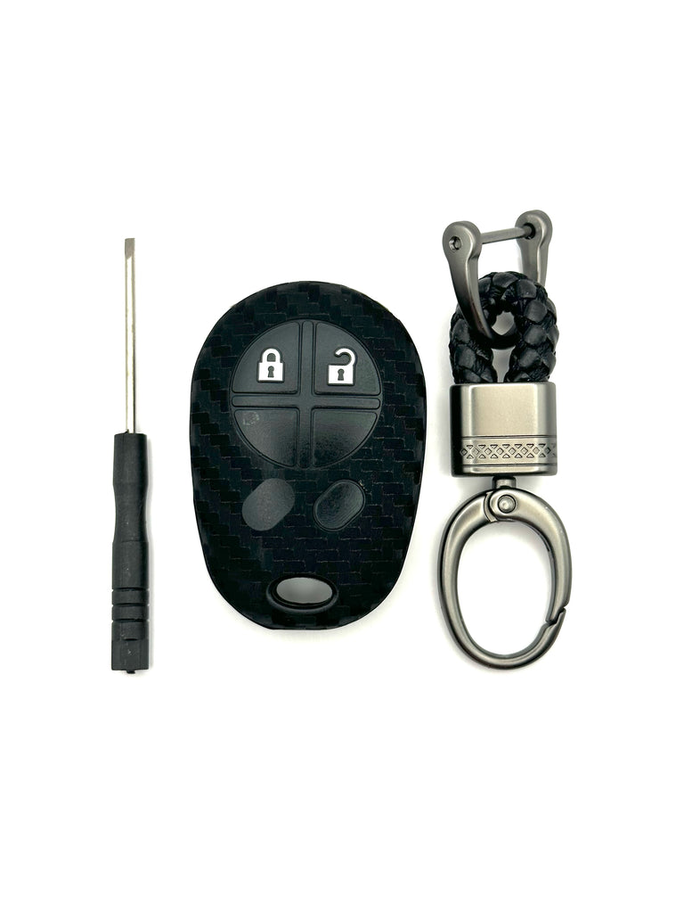 Toyota Silicone Key Fob Cover with key chain 6 button - Black