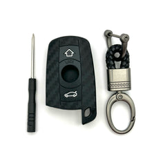 Cargar imagen en el visor de la galería, BMW Silicone Smart Key Fob Cover with key chain 3 button - Black