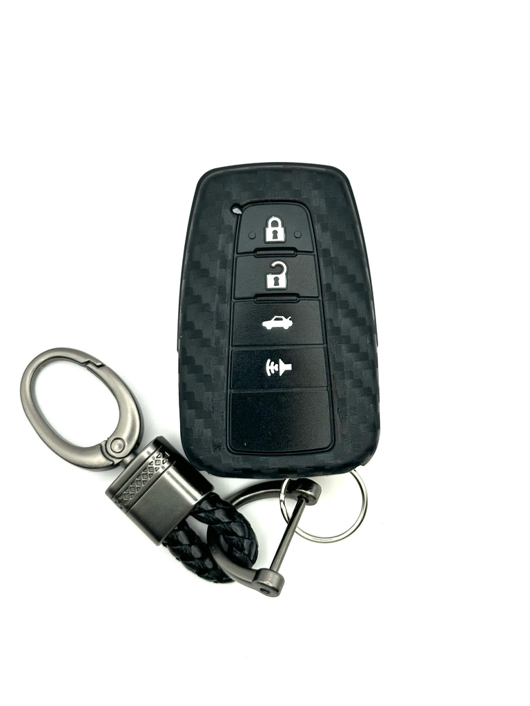 Toyota Silicone Smart Key Fob Cover with key chain 4 button - Black