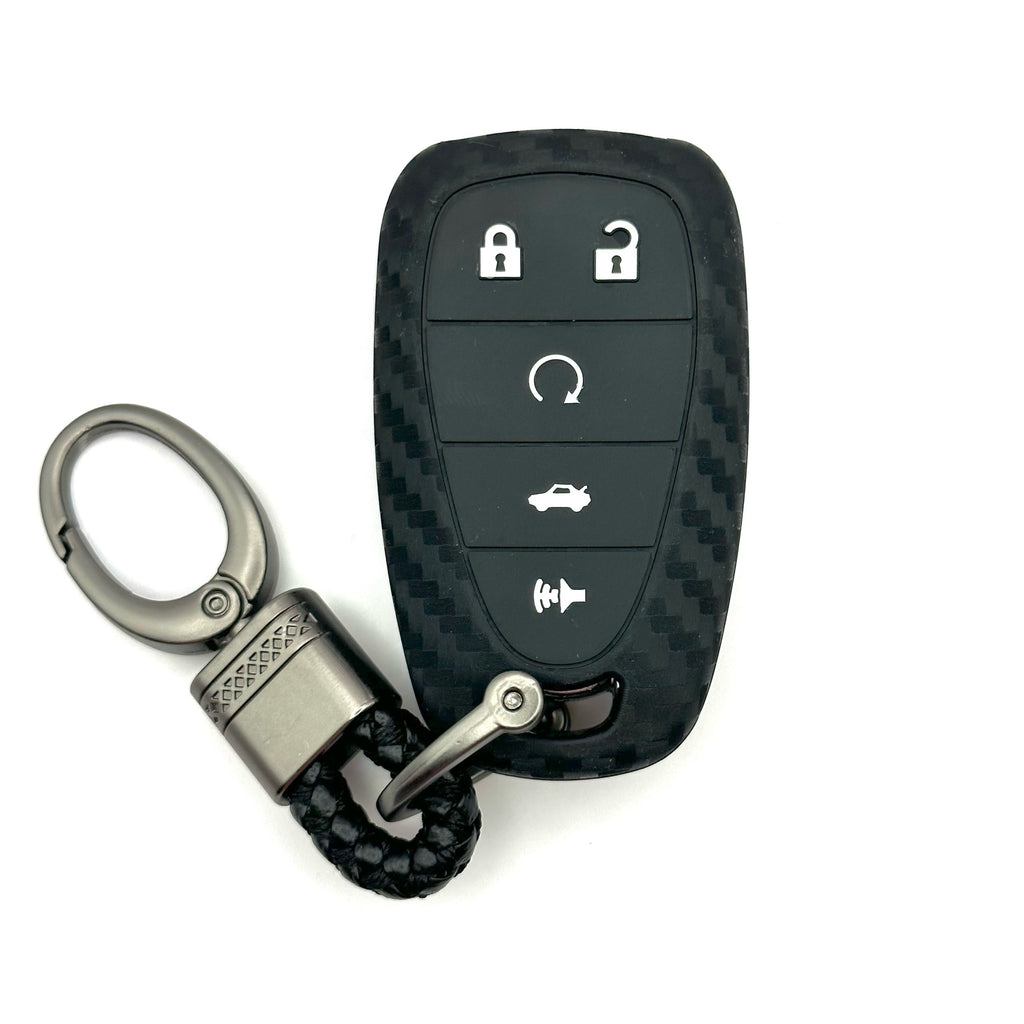 Chevrolet Silicone Smart Key Fob Cover with key chain 5 button - Black