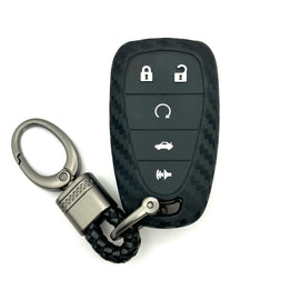Chevrolet Silicone Smart Key Fob Cover with key chain 5 button - Black