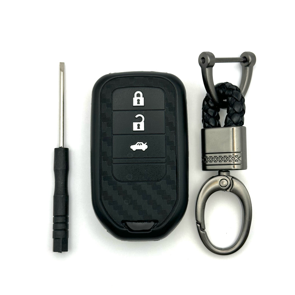 Honda Silicone Smart Key Fob Cover with key chain 4 Button - Black