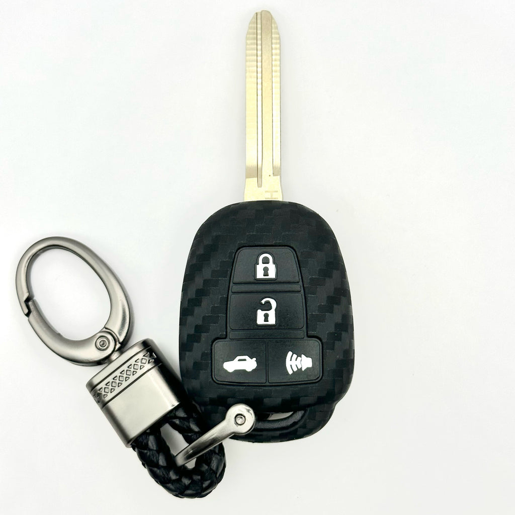 Toyota Silicone Key Fob Cover with key chain 4 button - Black