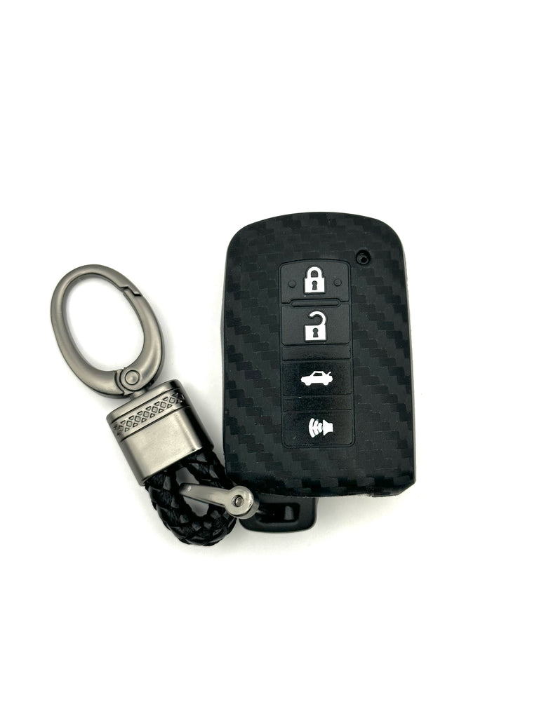 Toyota Silicone Smart Key Fob Cover with key chain 4 button - Black