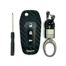 Load image into Gallery viewer, Ford Silicone Flip Key Fob Cover with key chain 3 button - Black