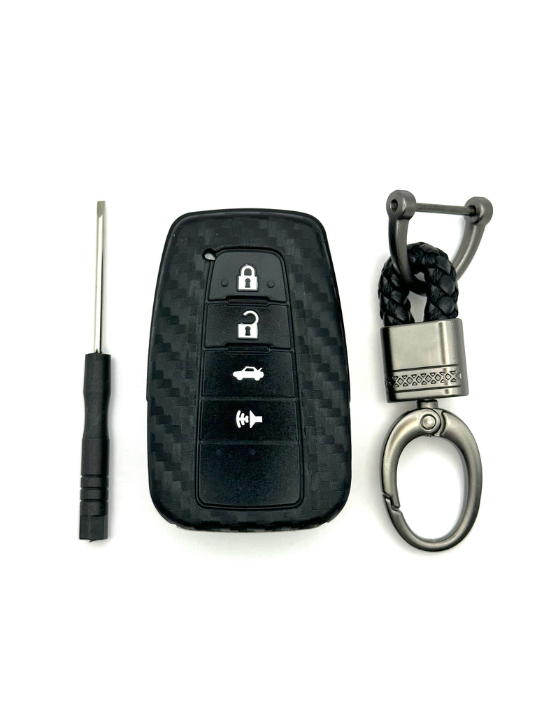 Toyota Silicone Smart Key Fob Cover with key chain 4 button - Black